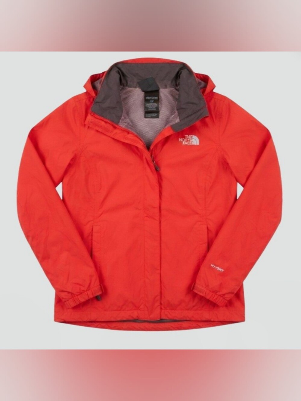 The North Face Womens Small HyVent Red Hooded Rain Jacket.